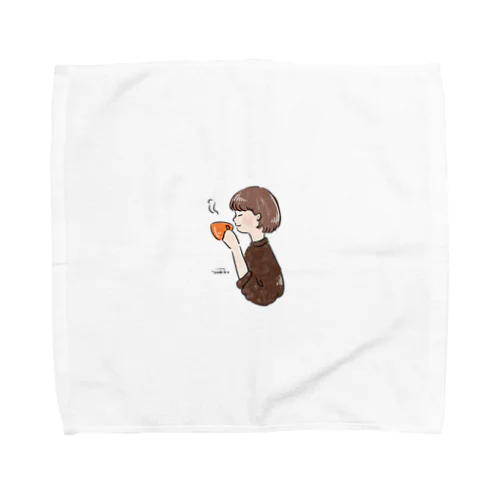 ほっとひと息つく女の子　オレンジショコラ Towel Handkerchief