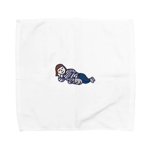 ネコと寝る Towel Handkerchief