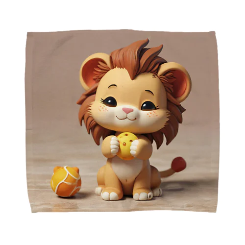 可愛いライオンとおもちゃを使った粘土のモデリング体験 Towel Handkerchief