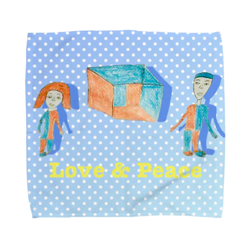 Love & Peace ブルードット Towel Handkerchief