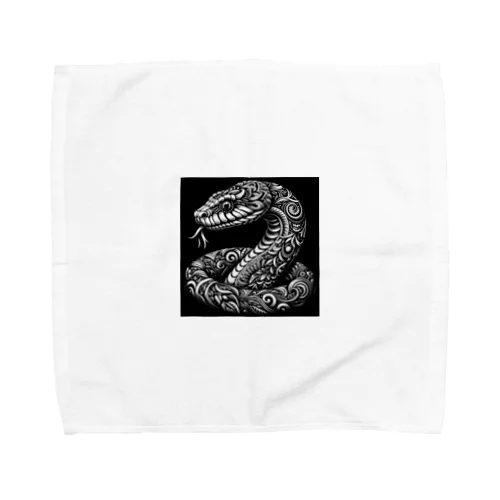 モノクロ蛇のタペストリー Towel Handkerchief