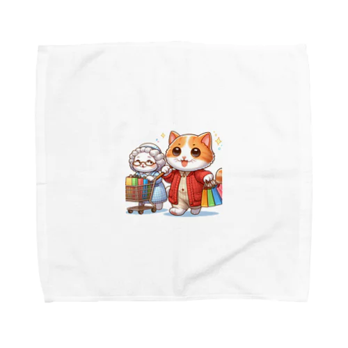 かわいい猫ちゃんと一緒にお買い物🐱💼  Towel Handkerchief