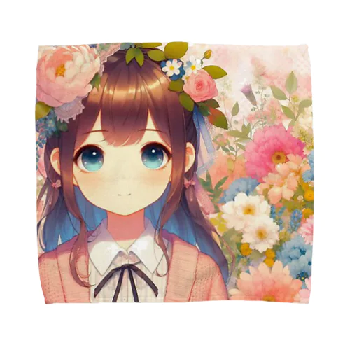 可愛い女の子とお花10 Towel Handkerchief