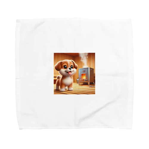 可愛い子犬がサウナでととのう Towel Handkerchief