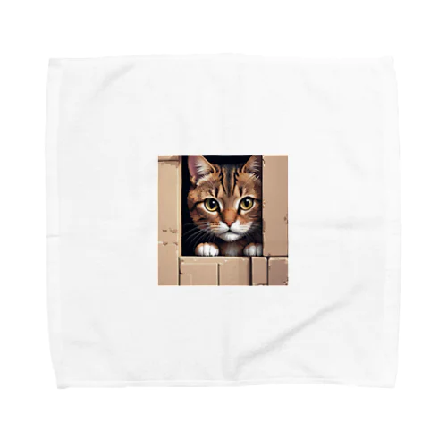 物陰から観察するかわいい猫 Towel Handkerchief