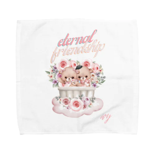 かわいいくまちゃんとお花 Towel Handkerchief