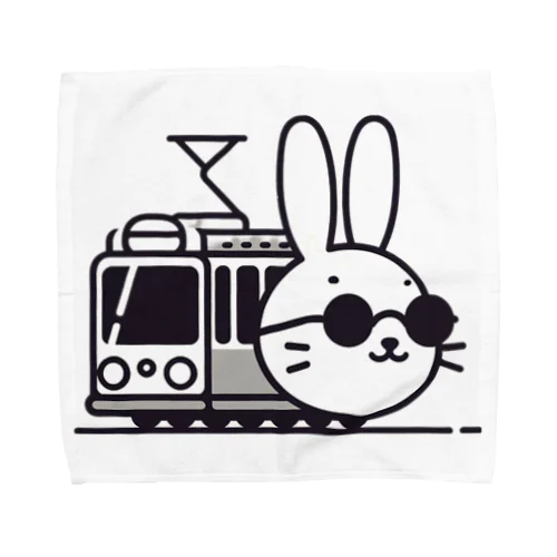 電車に乗ったうさぎ Towel Handkerchief