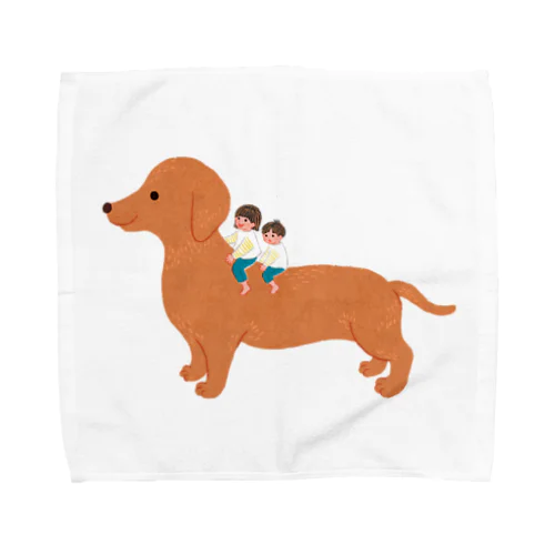 Kids on the dog Towel Handkerchief