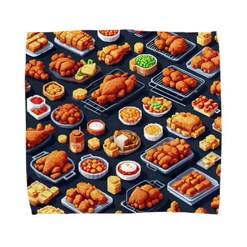 ドット絵シリーズ９チキン祭りゴージャスver. タオルハンカチ