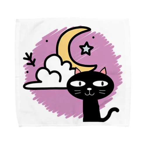 月夜の黒猫 Towel Handkerchief