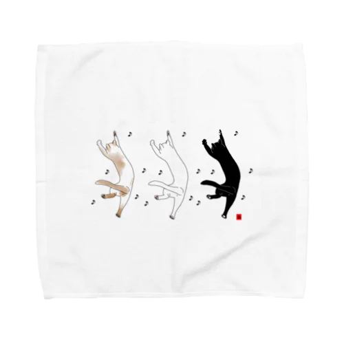 良いことがあった白猫黒猫ぶち猫。 Towel Handkerchief