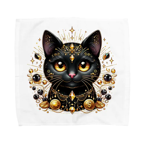 金運の黒猫の神様 Towel Handkerchief