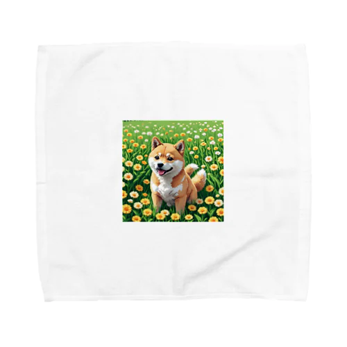 お花畑と柴犬 Towel Handkerchief