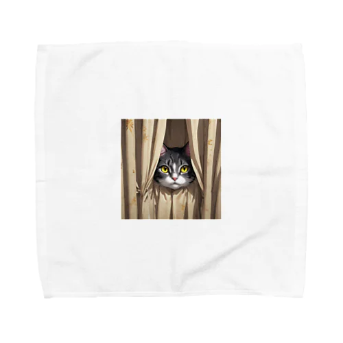 カーテンの隙間からのぞく可愛い猫ちゃん🐱✨ Towel Handkerchief