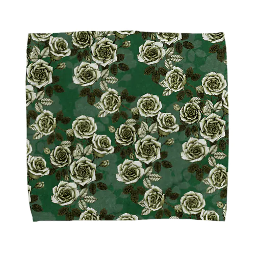 バラの庭　フォレストグリーン Towel Handkerchief