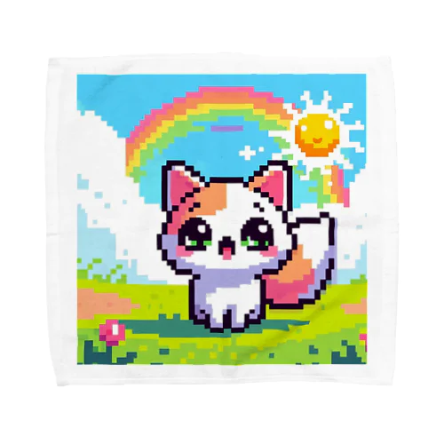 ドット絵の可愛い猫グッズ タオルハンカチ