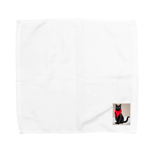 かわいい赤マフラーの黒猫 Towel Handkerchief