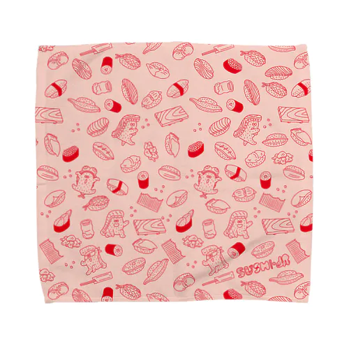 【寿司L.A.】スシエルエー 集合 大トロピンク Towel Handkerchief