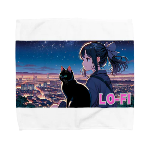 時空の旅猫アルトとミアの夜景物語 Towel Handkerchief