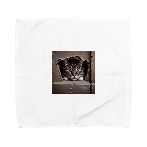 隙間からこんにちは猫 Towel Handkerchief