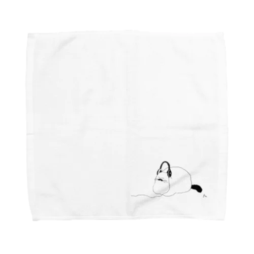 (白)ヘッドホンキキイリシャムネコ Towel Handkerchief