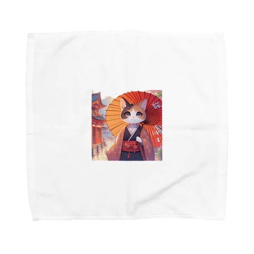 傘をさしている猫_アニメ風2 Towel Handkerchief