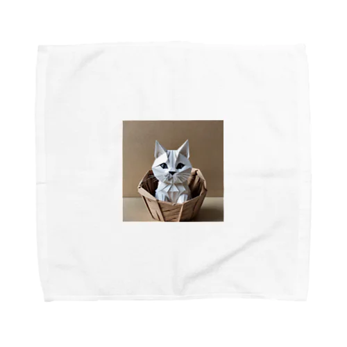 折り紙　バスケットに入っている猫 Towel Handkerchief