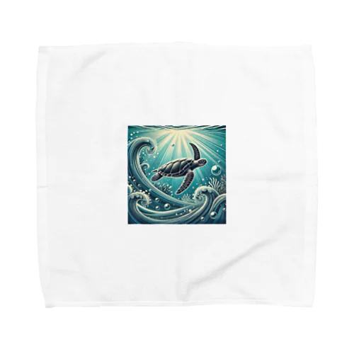 ウミガメと水流 Towel Handkerchief