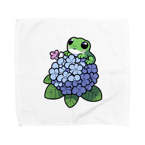 あじさいの花と🐸カエル君 Towel Handkerchief