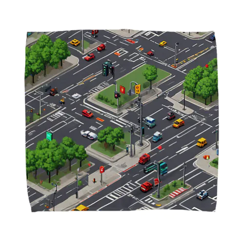 「都会の信号 道路マップ」 Towel Handkerchief