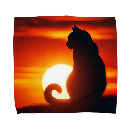 夕日と猫 Towel Handkerchief