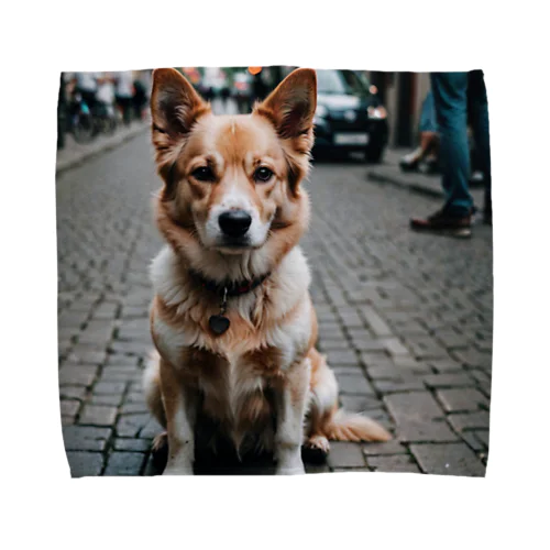 パワフルとは対照的な風貌を持つ可愛らしい犬がカメラ目線！ Towel Handkerchief