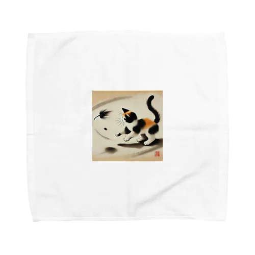 三毛猫の戯れ Towel Handkerchief