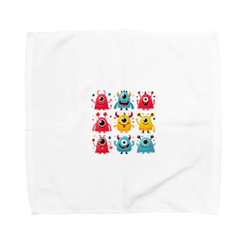 カラフルでキュートなモンスターたち Towel Handkerchief