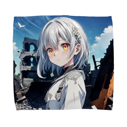 廃墟と虚空を見つめる少女💐 Towel Handkerchief