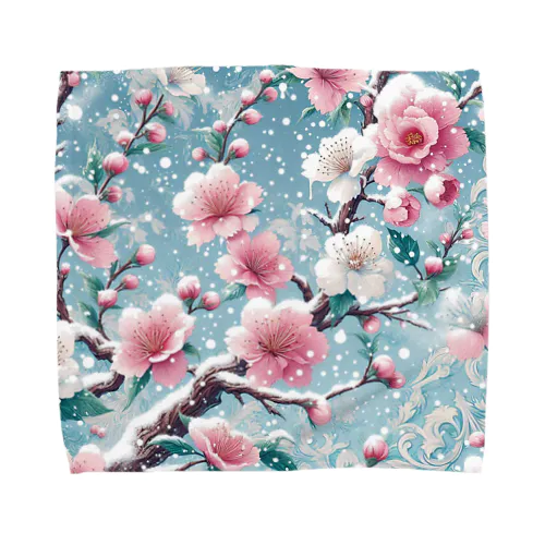 和風柄　桜雪化粧 Towel Handkerchief