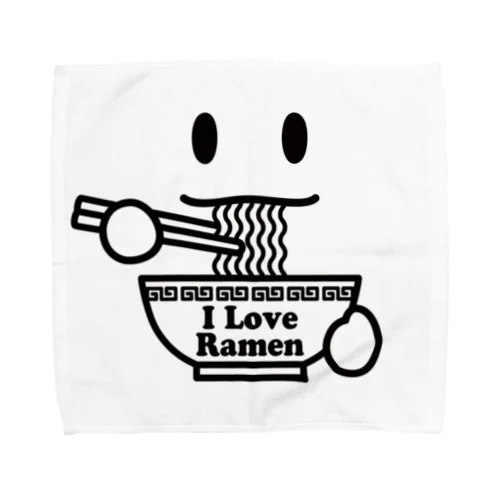 ラーメン大好き I Love Ramen 黒 Towel Handkerchief