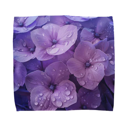 雨に濡れる　紫陽花 Towel Handkerchief