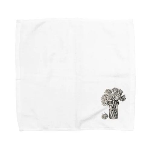 【鉛筆画】ガラスの花瓶に生けたばら Towel Handkerchief