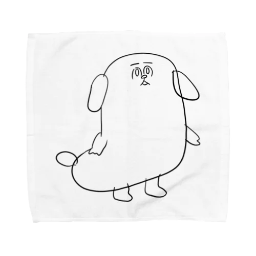 もじゃまる茫然　黒 Towel Handkerchief