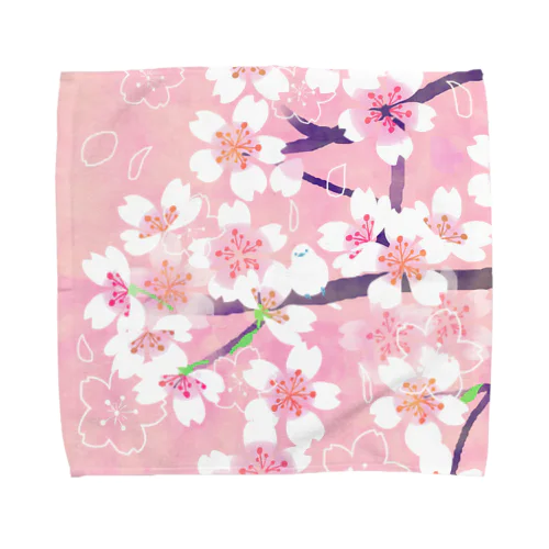 桜と隠れ鳥 Towel Handkerchief