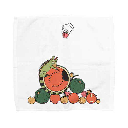 イグアナがアレを邪魔してくる（ナチュラル） Towel Handkerchief