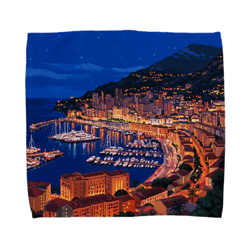 【絶景ピクセルアート】モナコの夜景 Towel Handkerchief