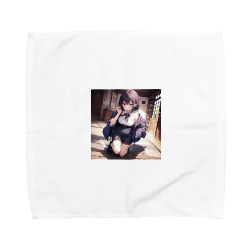 00181-Anime girl with purple hair and blue eyes Towel Handkerchief
