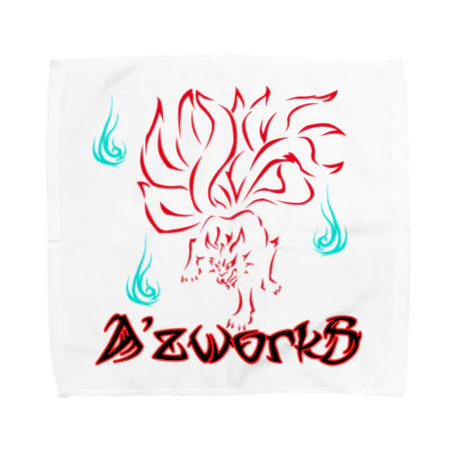 九尾之狐(赤プリント) Towel Handkerchief
