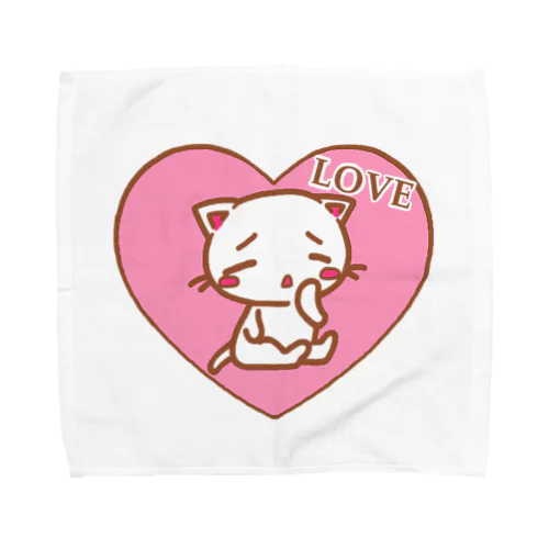 ハートネコLOVE(パステルカラー） Towel Handkerchief