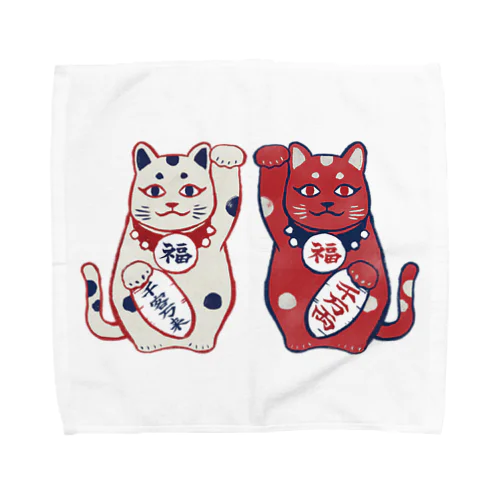 【日本レトロ#01】招き猫 Towel Handkerchief