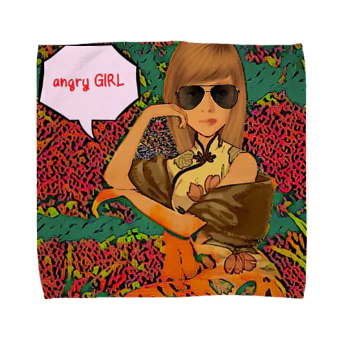 angry GIRL Towel Handkerchief