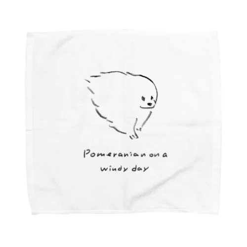 強風の日のポメラニアン Towel Handkerchief