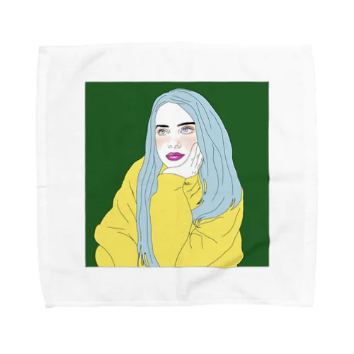 Blue Hair Girl Towel Handkerchief